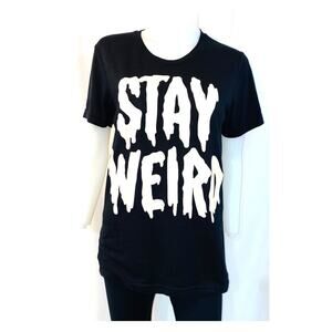 Stay weird black short sleeve tee size small